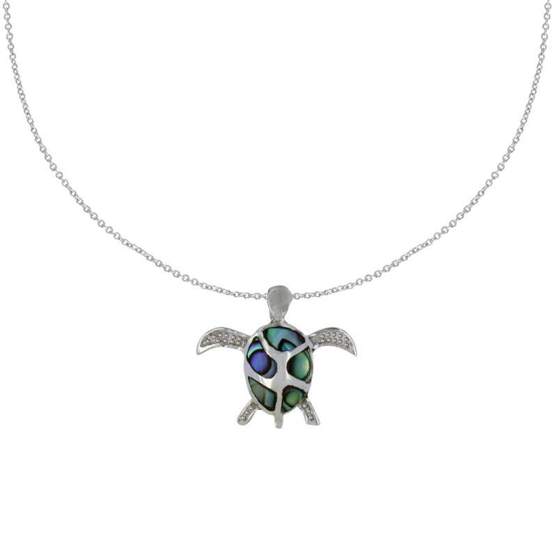 Collier Argent Tortue de Nacre Abalone