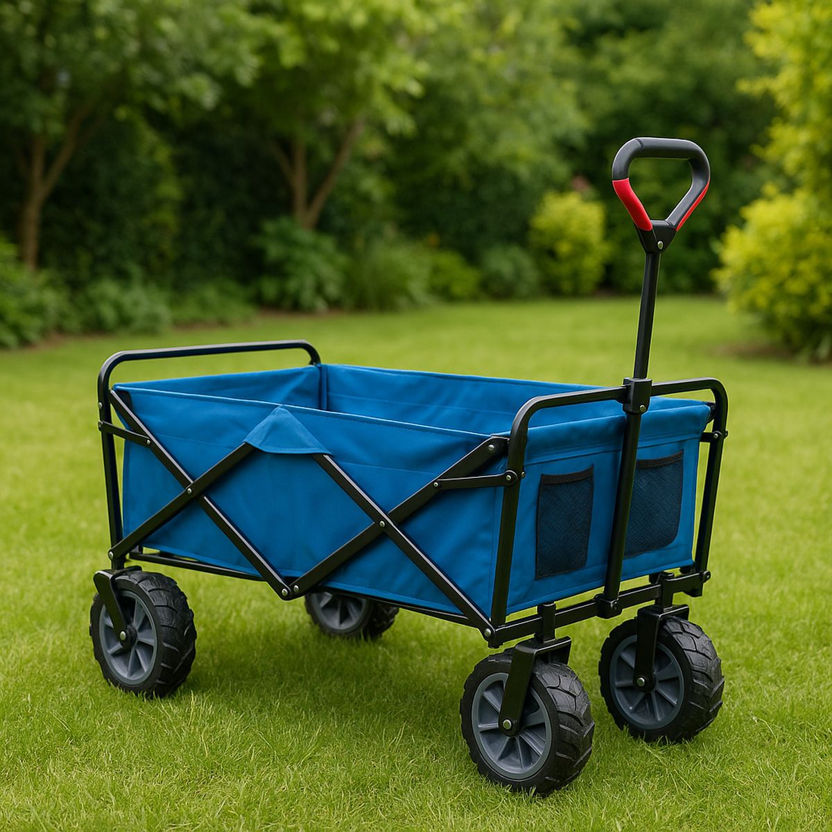 Faltbarer Gartenwagen mit Stahlrahmen und Polyestergewebe Blau