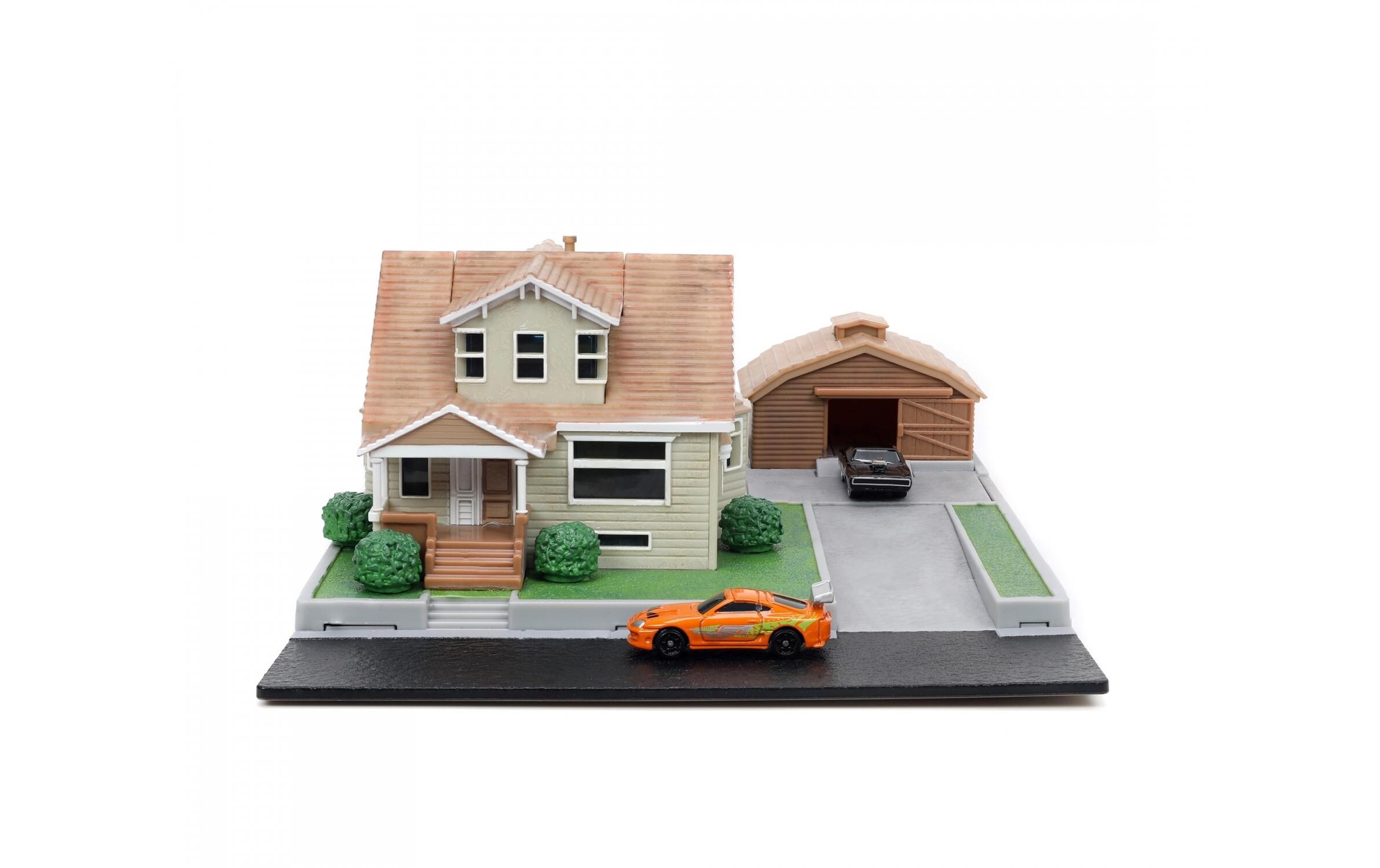 Fast & Furious Diorama Dom's House mit 2 Nano CarsFast & Furious Dom Toretto Haus Diorama mit zwei Modellautos