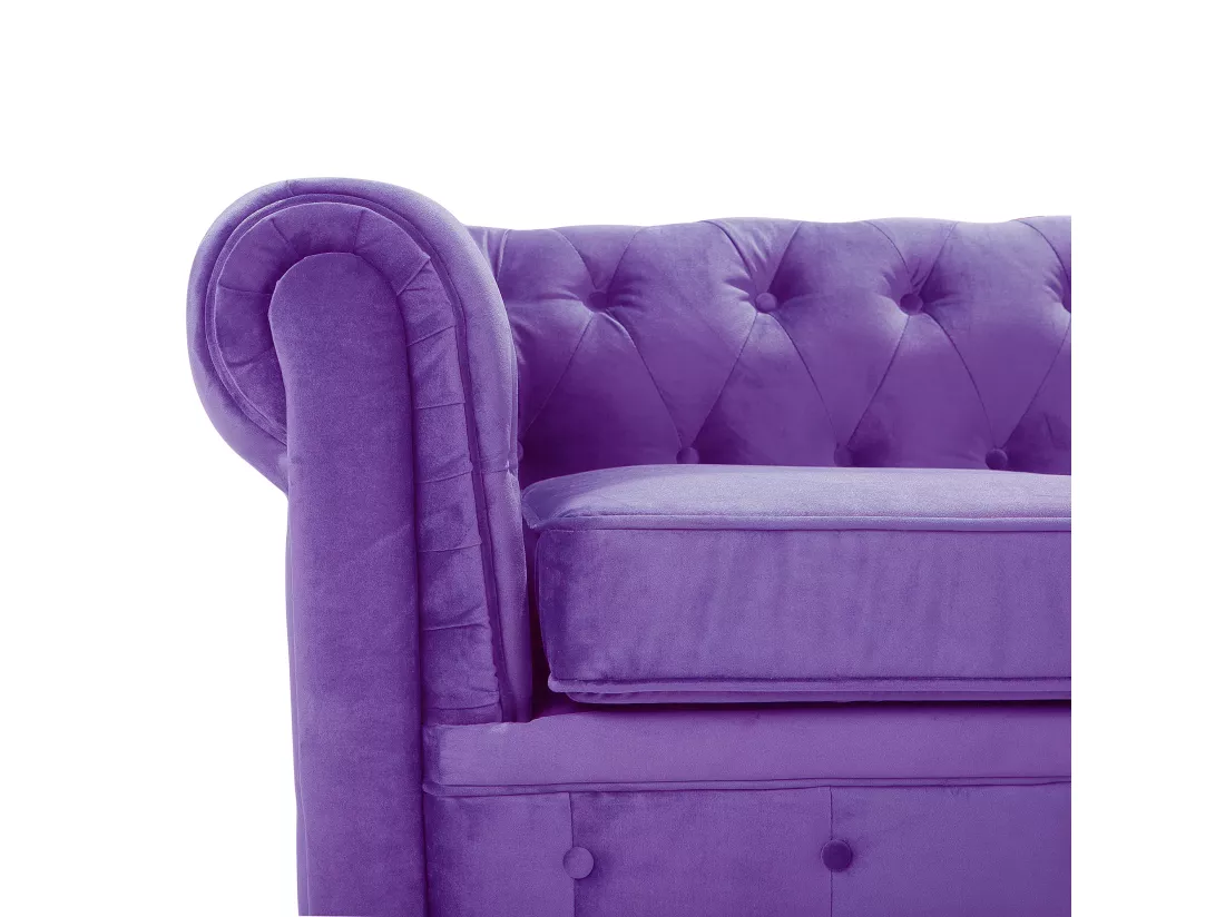 Canapé 3 places en velours violet CHESTERFIELD