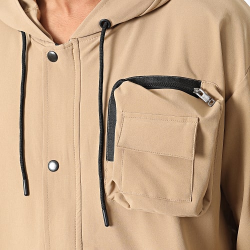 Ensemble Veste Zippée Et Pantalon Cargo Beige Foncé