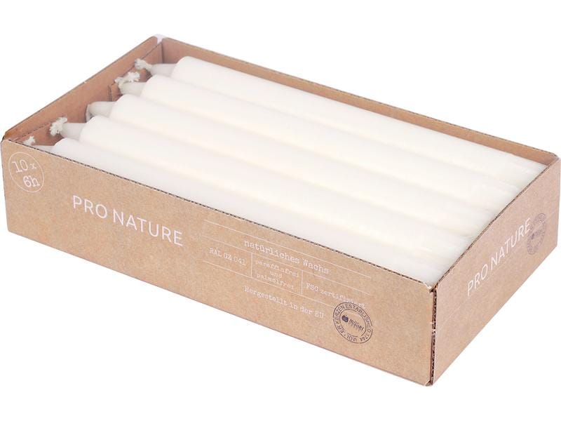 müller Kerzen Stabkerze 20 x 2.2 cm, Weiss, 10 Stück Kronenkerzen-Set mit natürlichen Inhaltsstoffen
