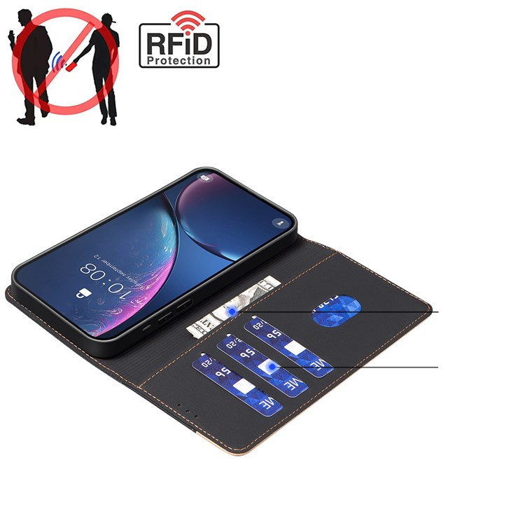 Samsung Galaxy S25 Leder Tasche Flip Cover (RFID Schutz) - Schwarz / Beige