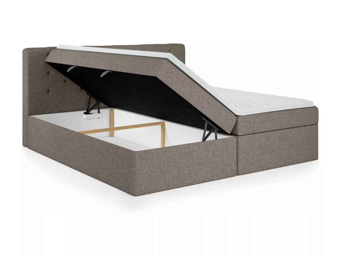LIT BOXSPRING avec surmatelas Merano 140x200 cm, gris foncé