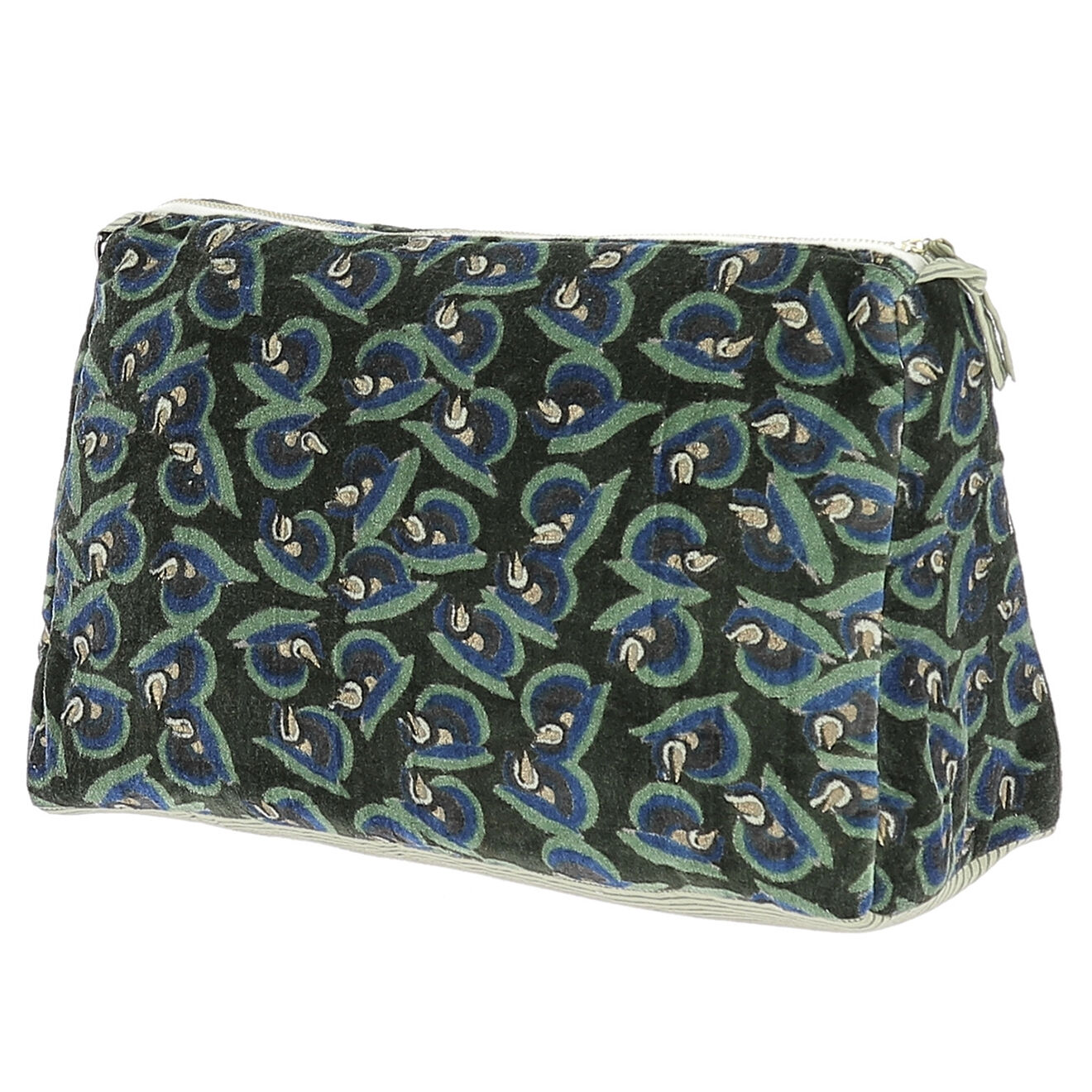 En Fil d'Indienne Trousse de toilette XL Art Déco olive - 34x22x15 cm
