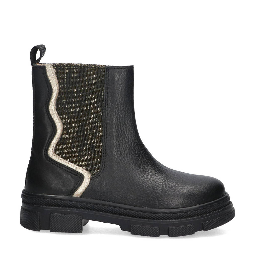 Braqeez Gia Gripchunky leren chelsea boots zwart