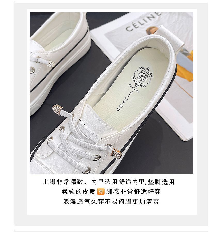Terute - Platform Contrast Trim Kunstleren Veterschoenen