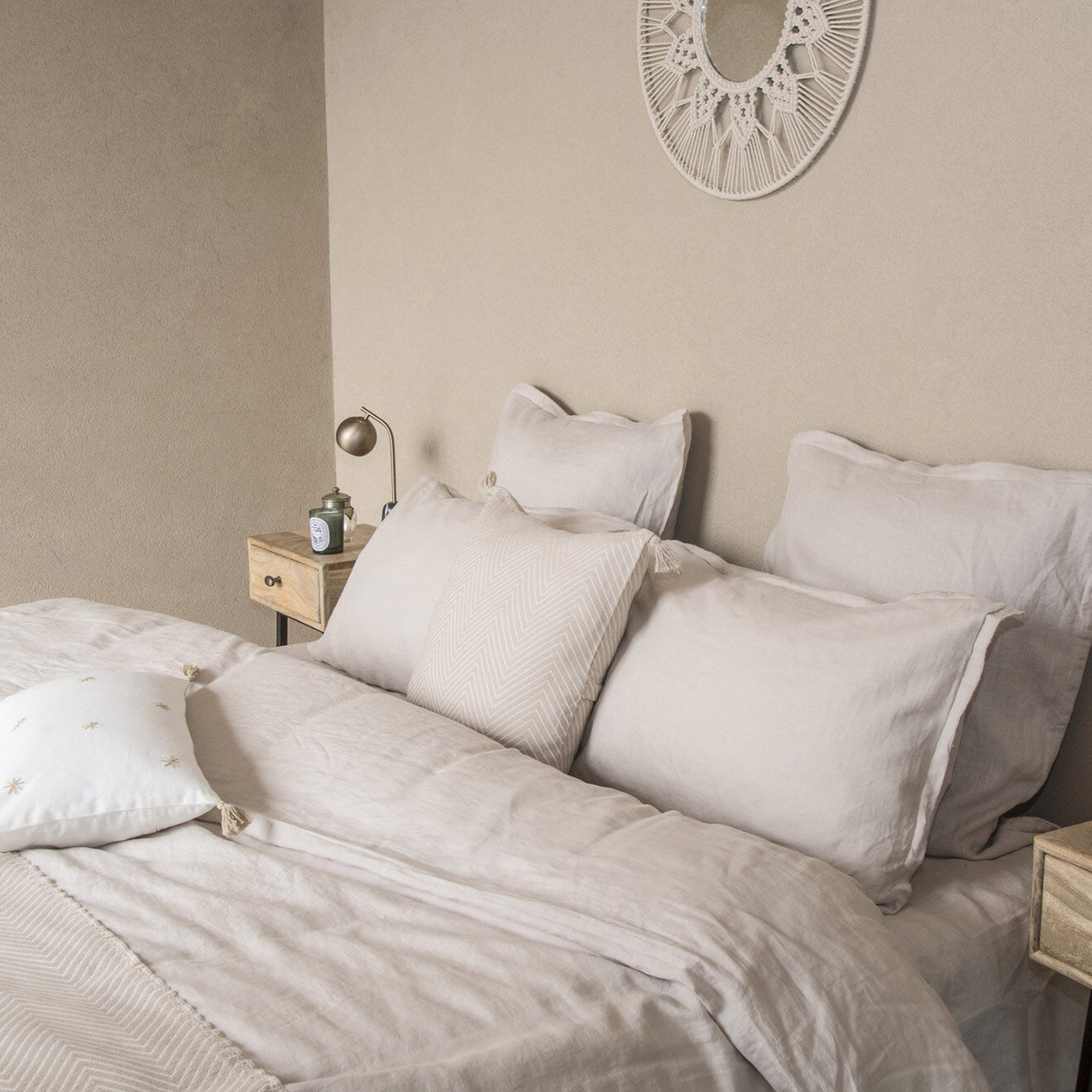 Febronie Housse de couette 100% Lin  Hortense beige
