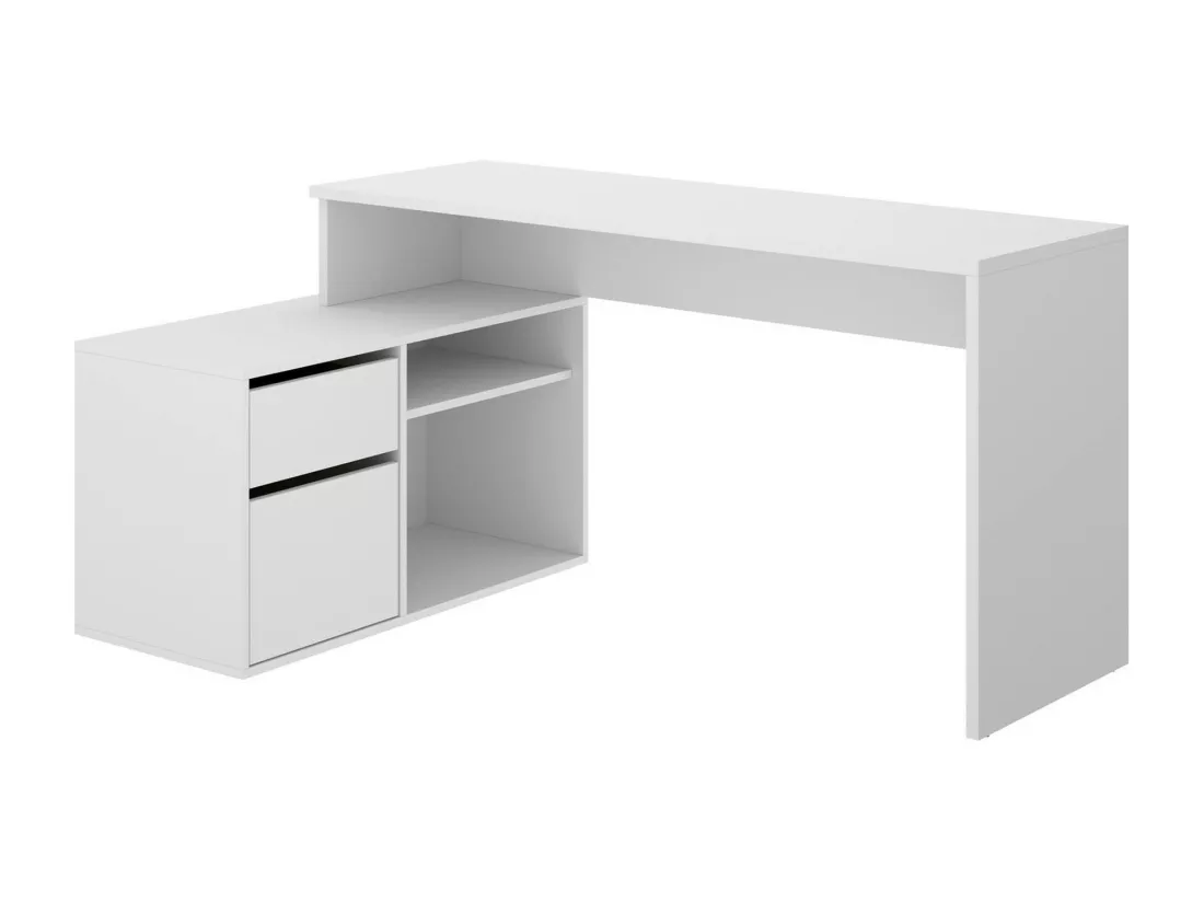 Bureau Ddiaw, Bureau multi-positions pour le bureau ou la chambre, Table d'étude d'angle polyvalente, 139x92h75 cm, Blanc