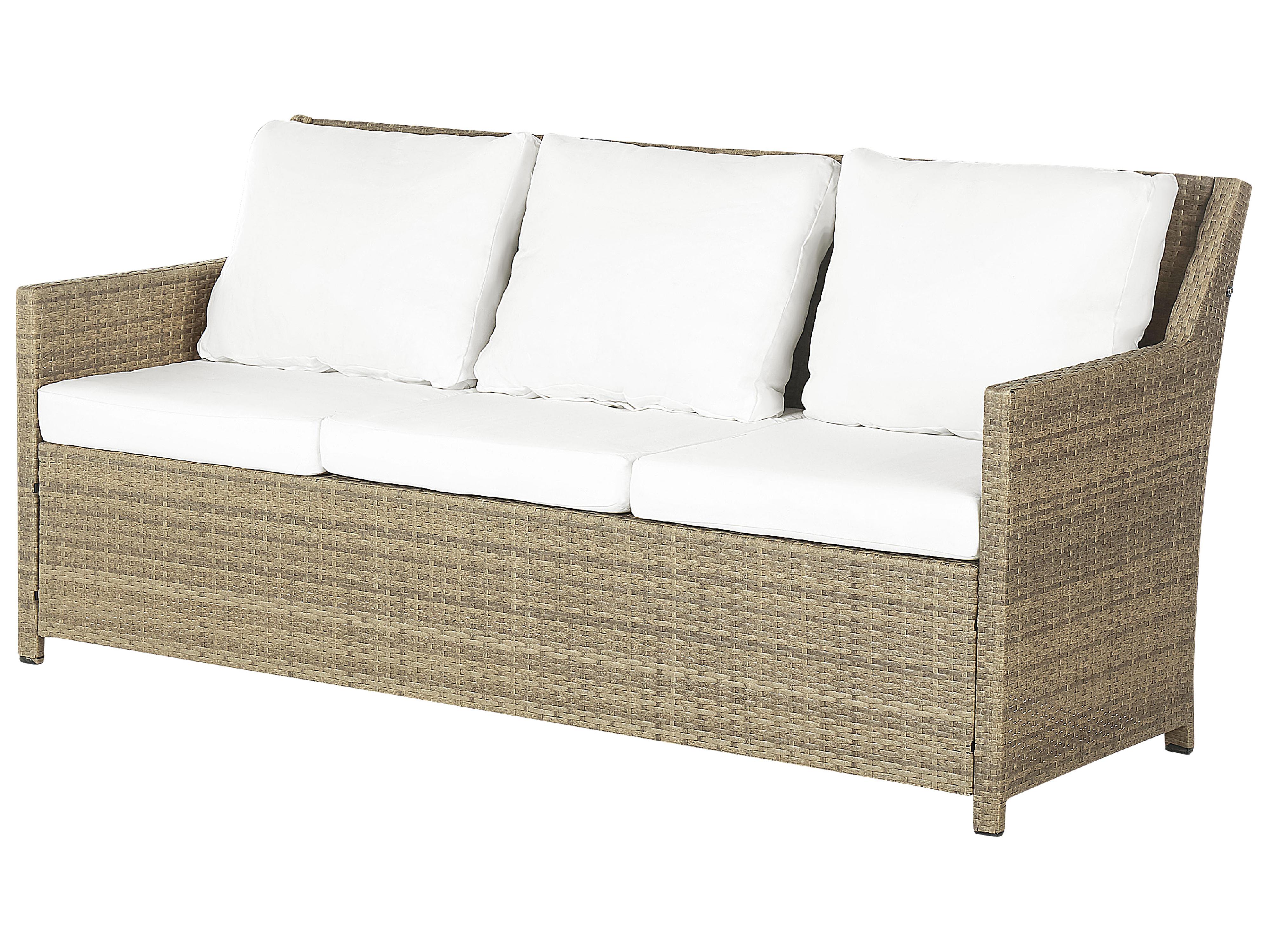 Loungeset met tafel en ottomaan 5-zits FONTI met kussens PE rotan Bruin