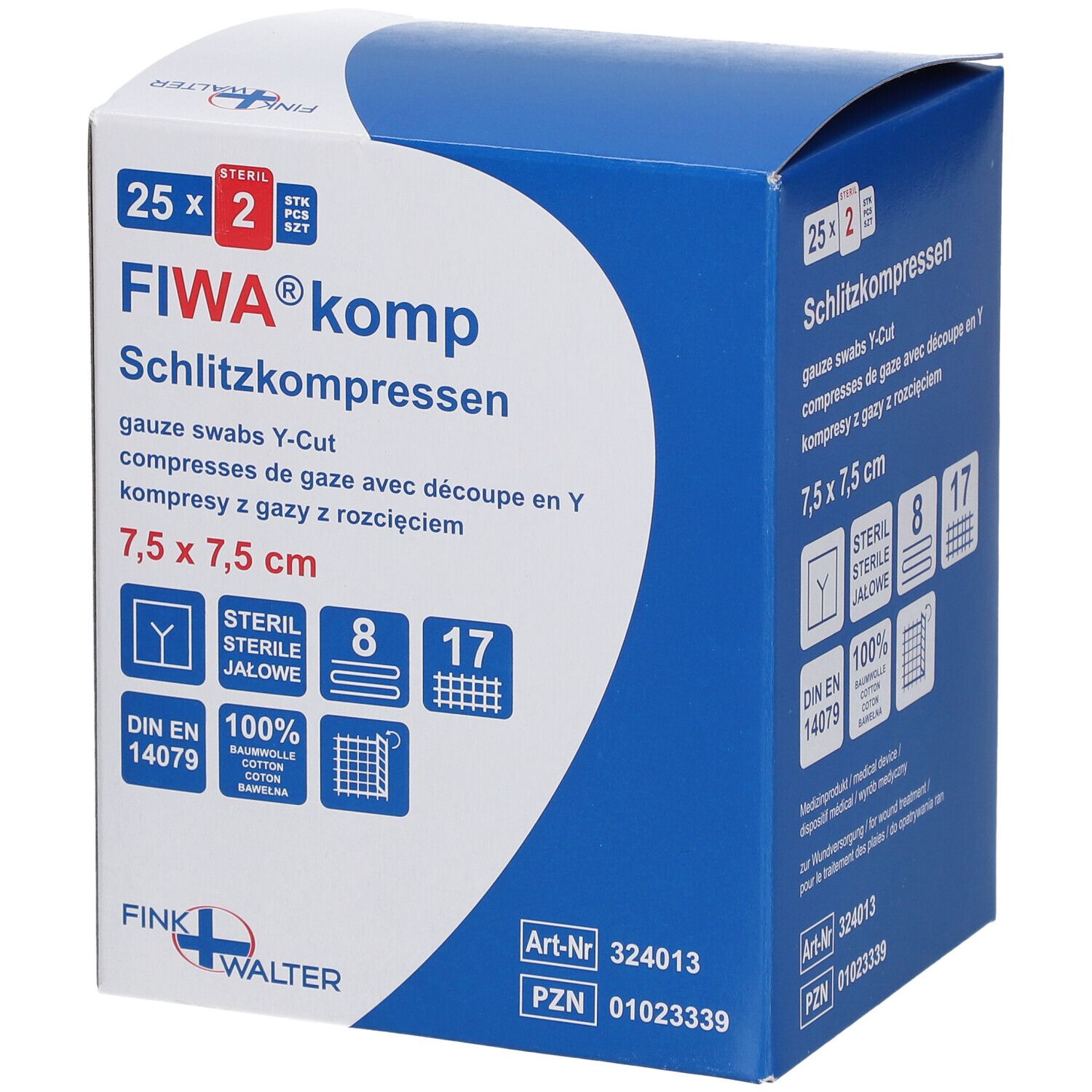 fiwa sterile Schlitzkompressen 7,5 x 7,5 cm