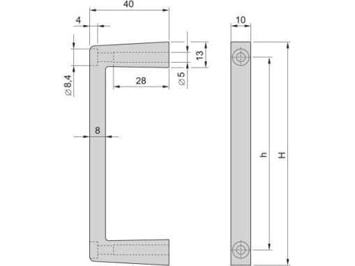 TRITON SCHROFF MultipacPRO Håndtak foran, i ett stykke, bredde 10 mm, 3 HU