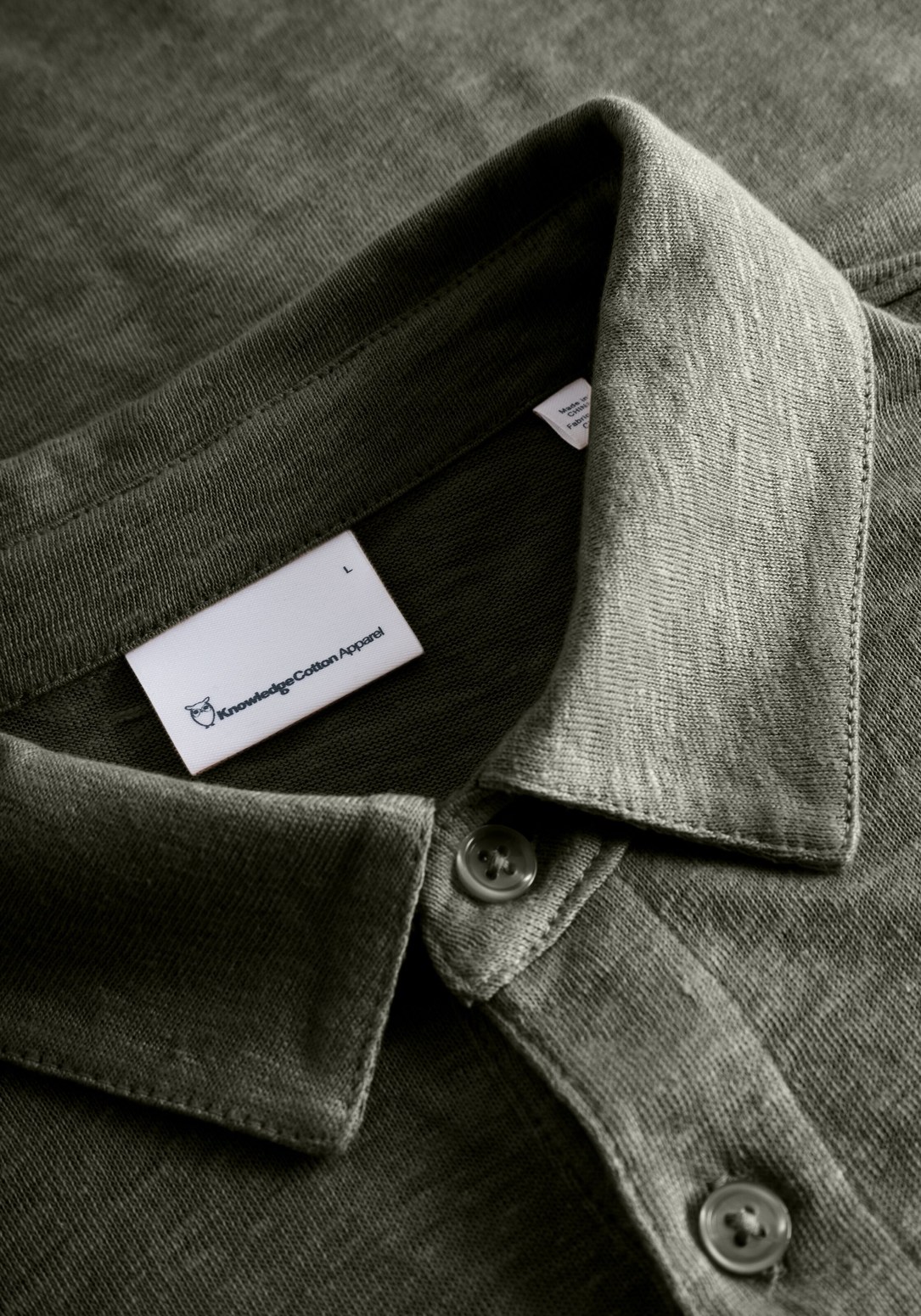 Knowledge Cotton Apparel Leinen Poloshirt Forrest Night