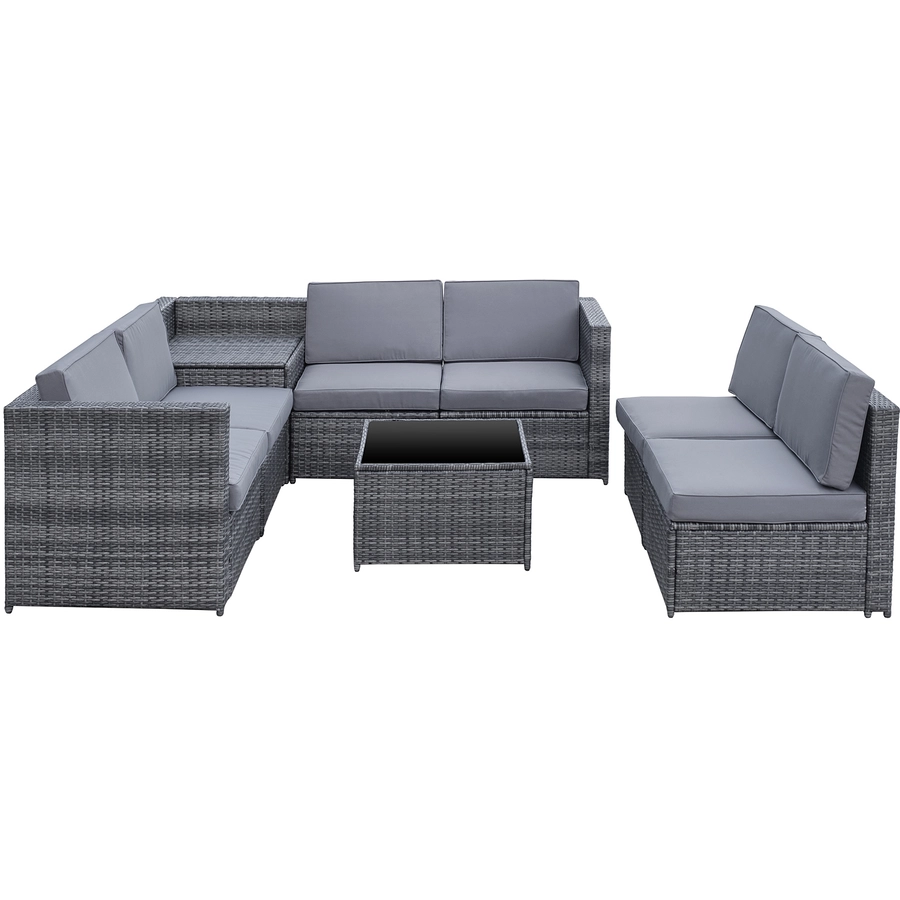 Outsunny Polyrattan Gartengarnitur als 8-teiliges Set grau