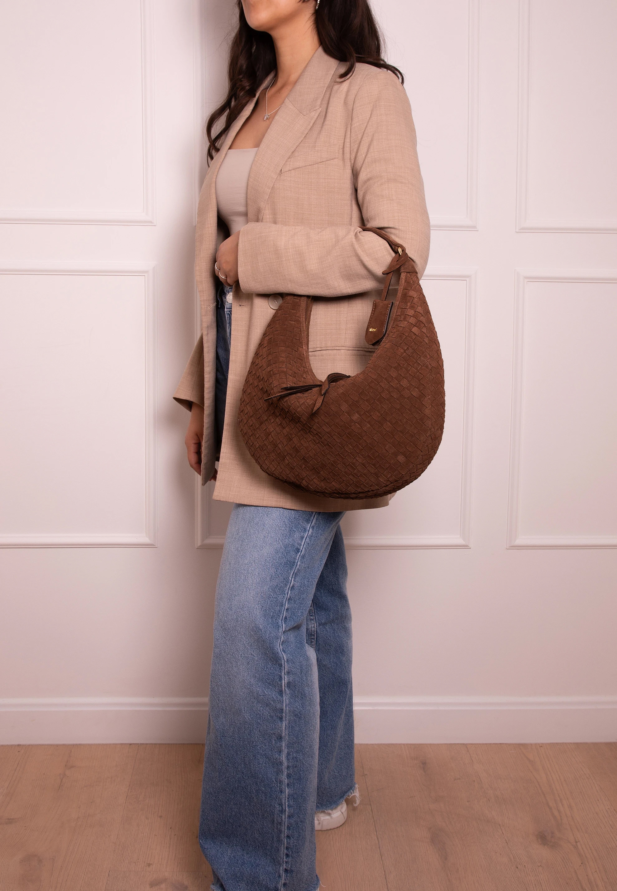 Hobo NANA small Leather Suede woven Standard
