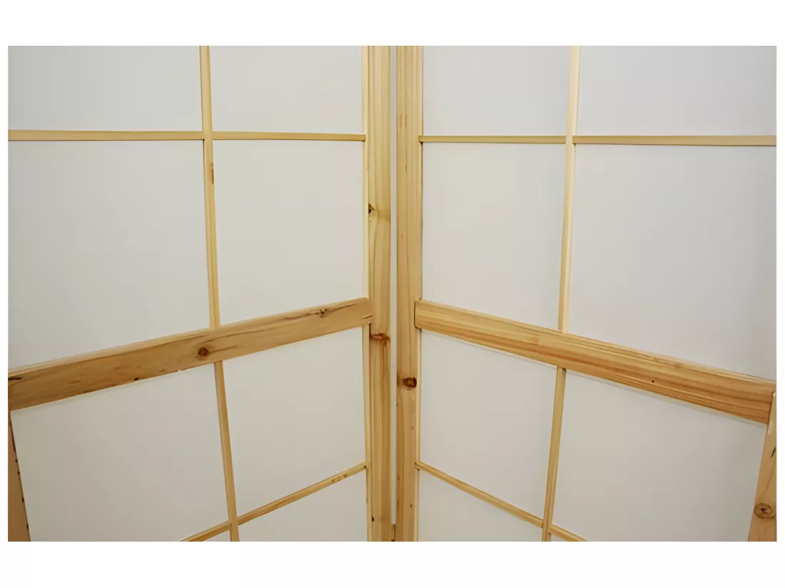 Paravent 3 panneaux pans bois marron 132 x 2.2 x 175 cm PAR06033
