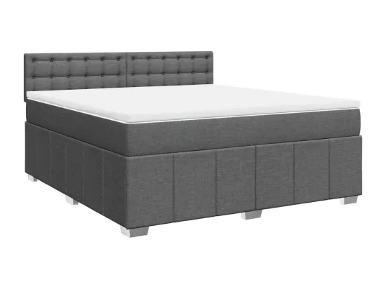 Sommier à lattes de lit avec matelas Gris foncé 180x200cm Tissu