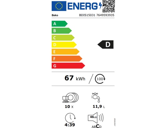 BEKO - Lave vaisselle tout integrable 45 cm BDIS15031