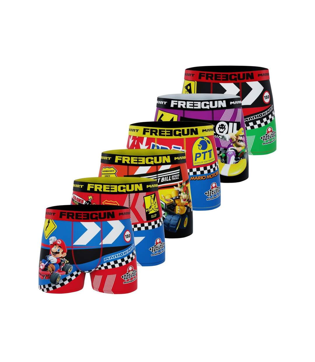 Boxer Homme Mario Kart, Caleçon Homme Original, Confortable et Respirant (Lot de 6))