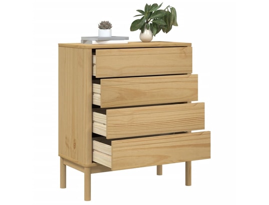 VIDAXL - Commode floro cire marron bois de pin massif