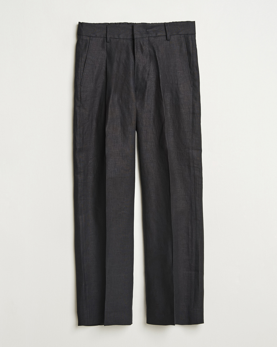 NN07 Kay Relaxed Fit Linen Trousers Black