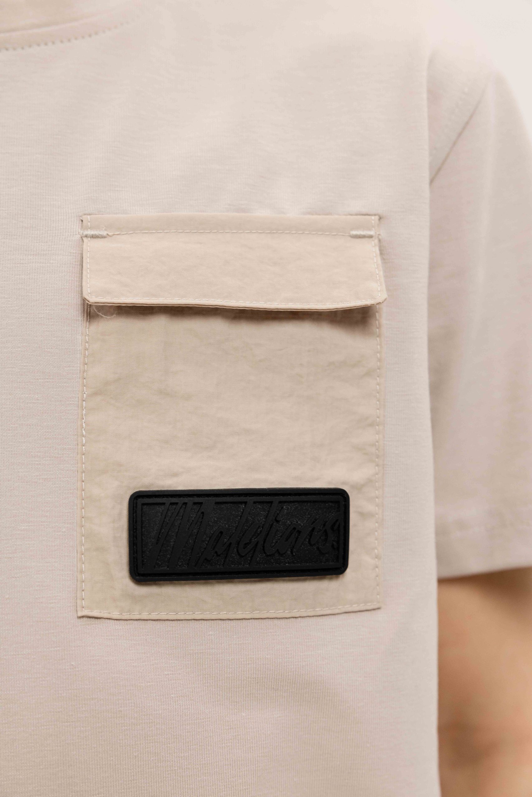Malelions Nylon Pocket T-Shirt Kids Beige