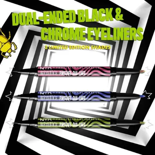 x Beetlejuice Pinstripe Duo Liners Black + Pink Chrome
