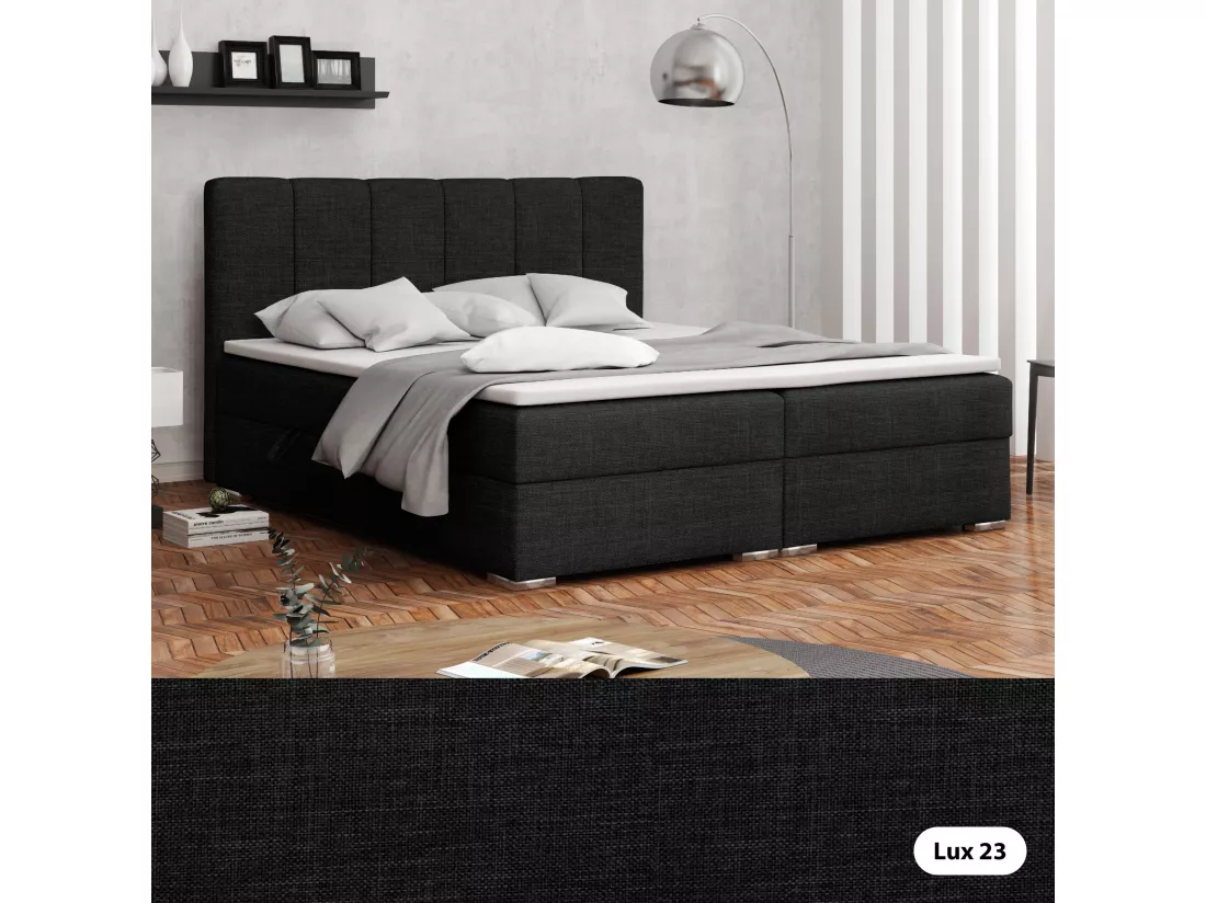 LIT BOXSPRING avec coffres Provo 140x200 cm, Lux 23 (Noir)