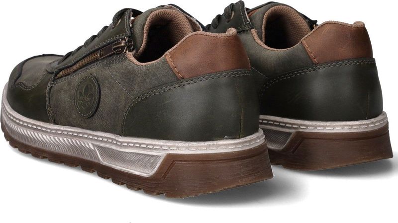 Rieker - Heren Sneakers - Olijfgroen - Kunstleer - Ruimere Pasvorm