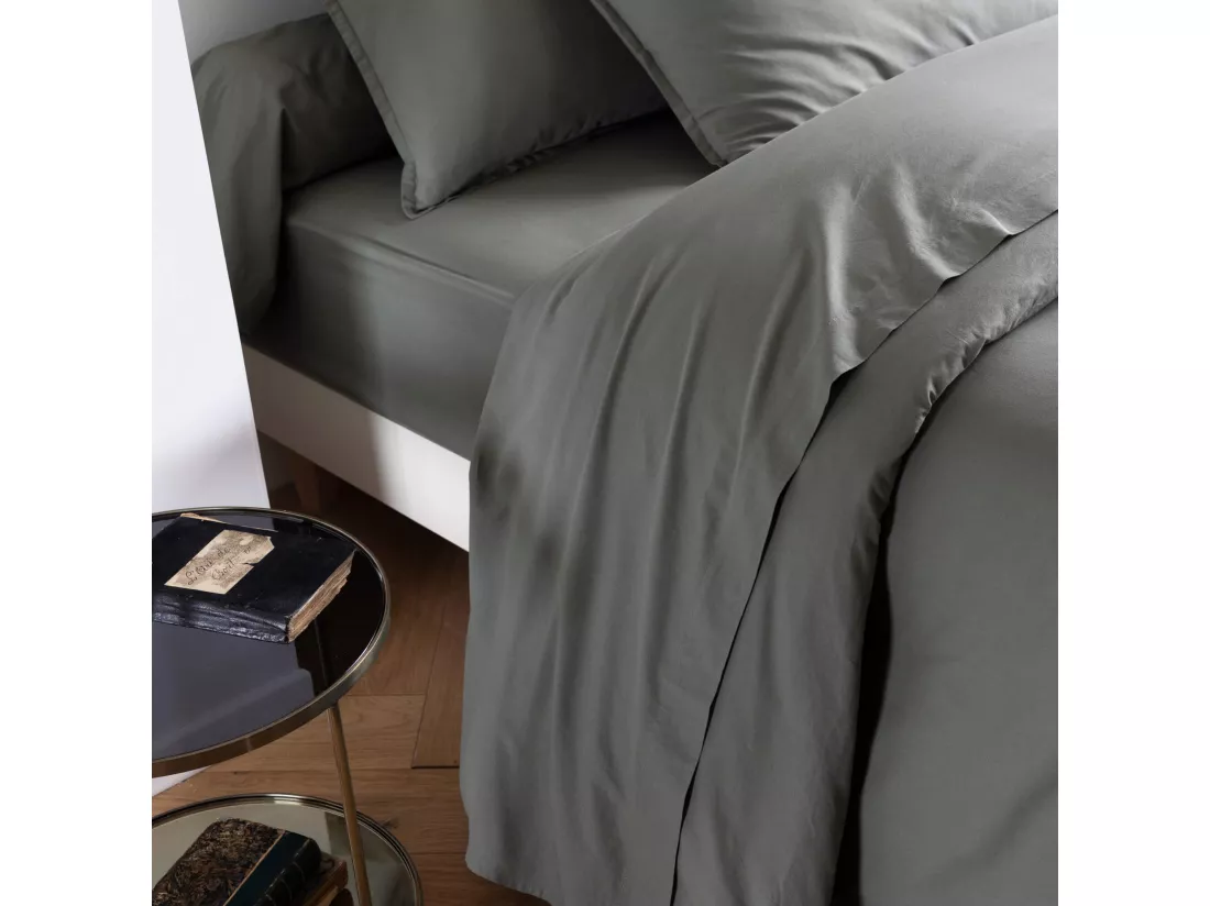 Drap plat coton lavé - SOMEO Beige 240x300 - CELESTE