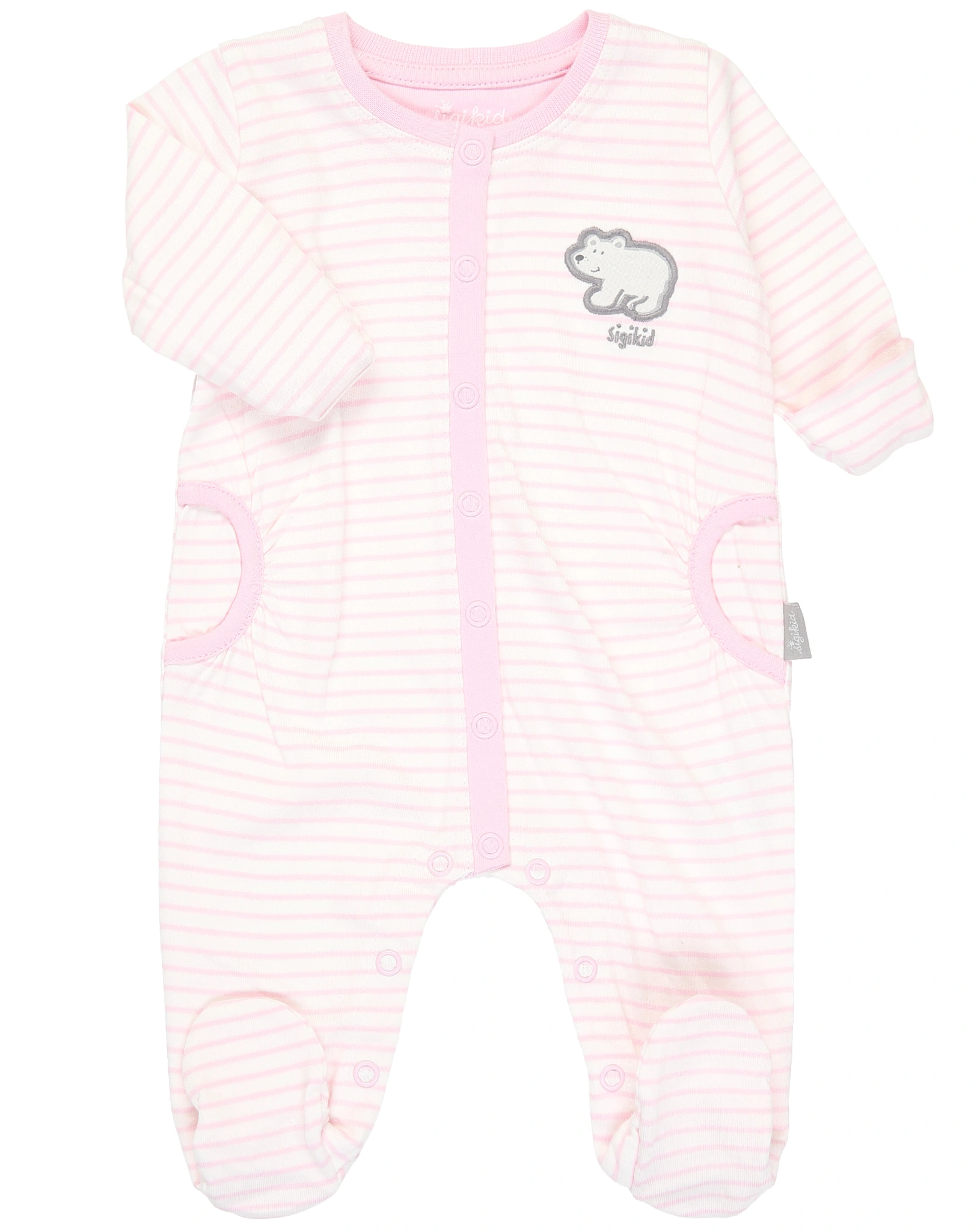 Strampler CLASSIC GIRL mit Fuß gestreift in rosa