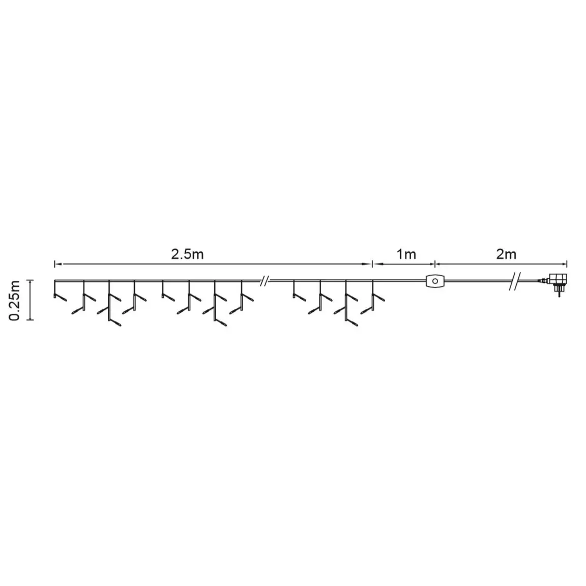 Stalactite lumineuse 2,50 m 56 LED câble blanc Blanc froid