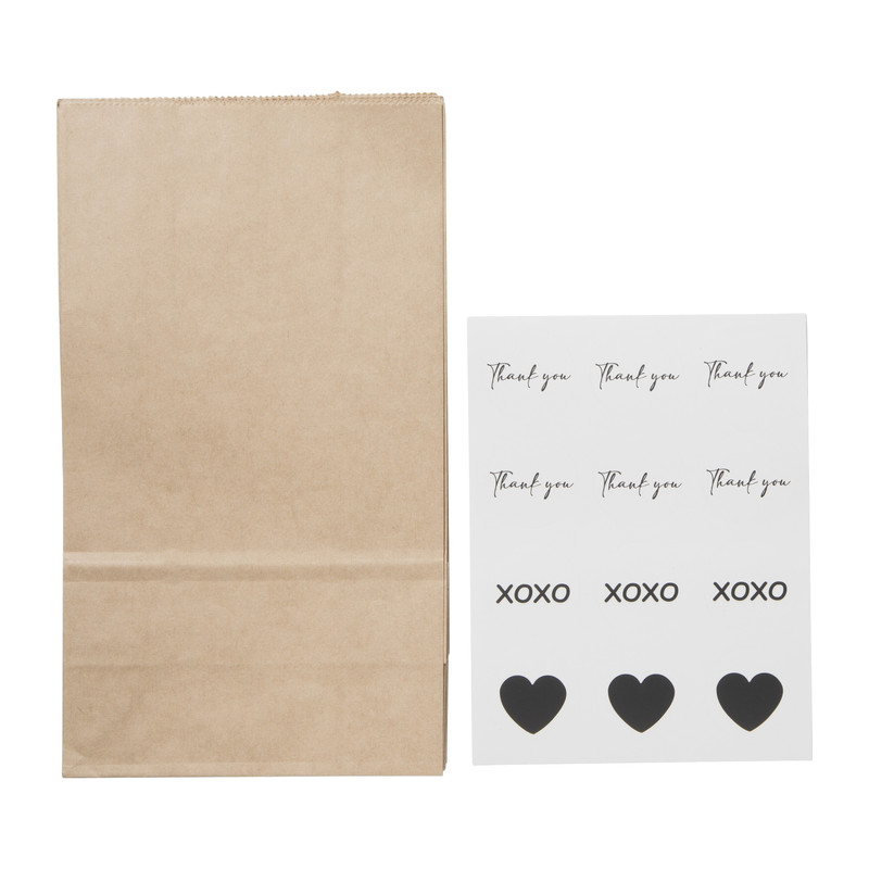 Cadeauzakjes met stickers - set van 6 - 21x12x7 cm