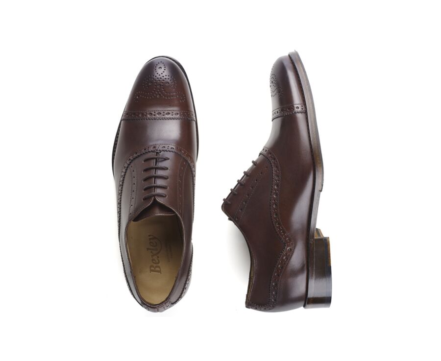 Richelieu homme Chocolat patiné semelle cuir avec patin - HILCOTT PATIN