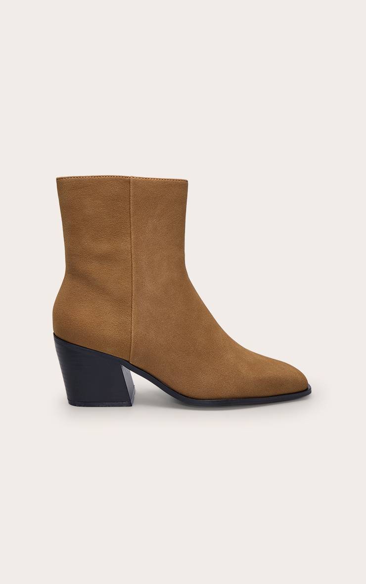 Camel Botte Haute Nubuck À Talon Bloc