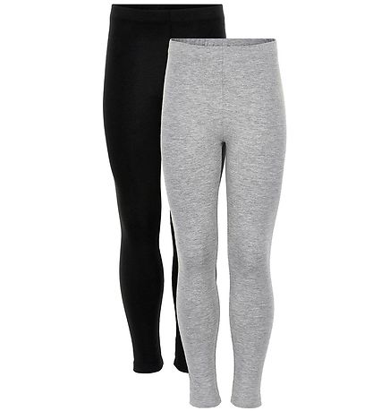 Minymo Leggings - 2-pak - Sort/Gr?