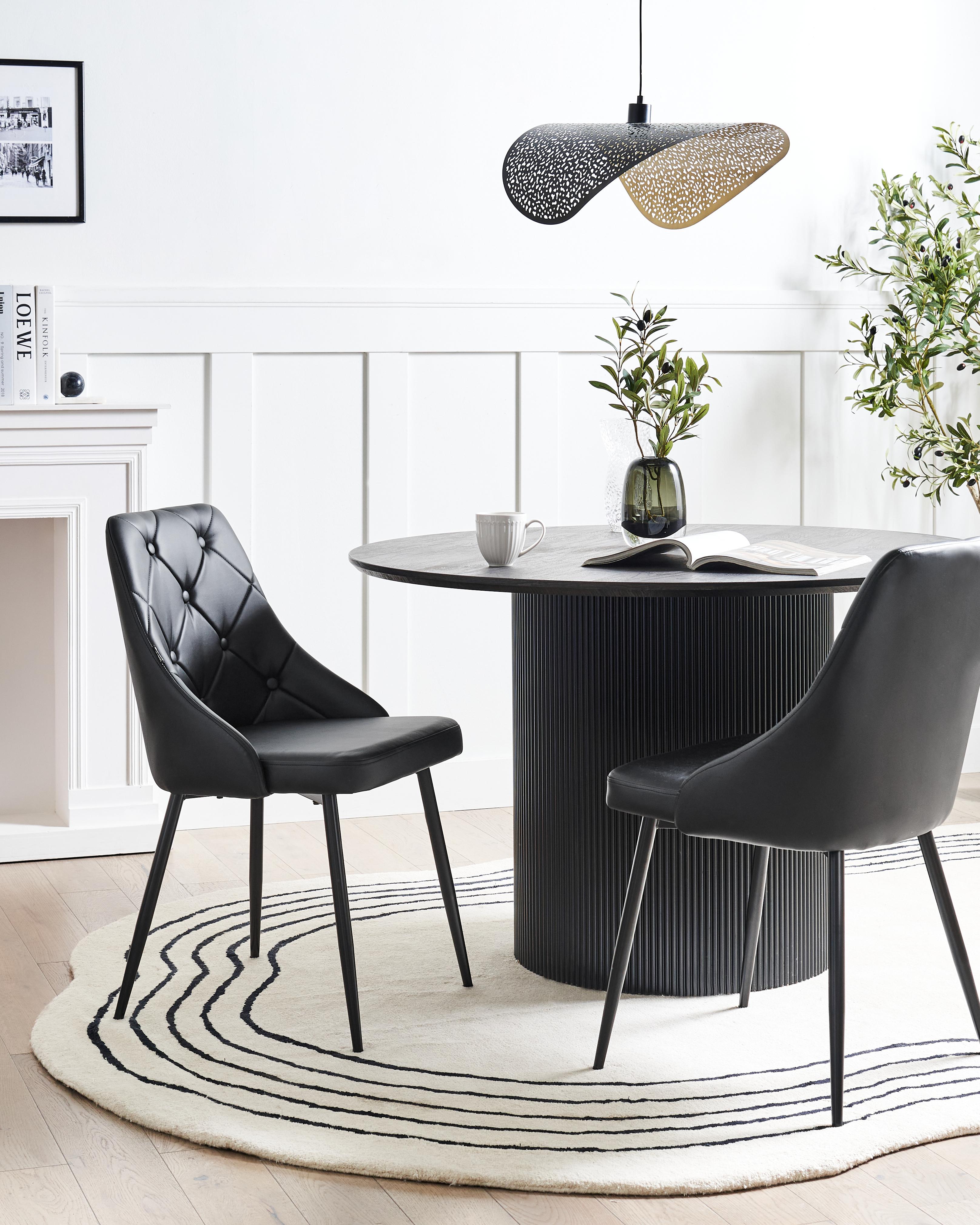 Set van 2 eetkamerstoelen VALERIE Kunstleer Zwart