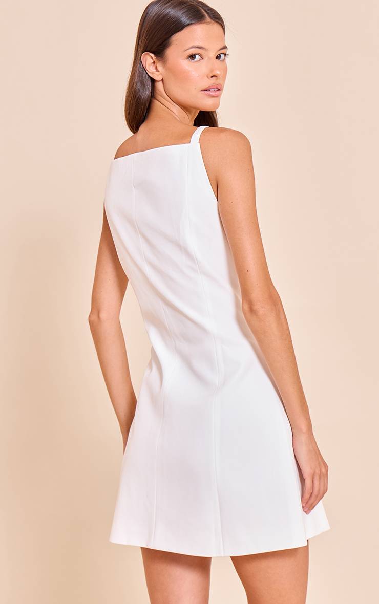 Blanc Robe Droite Boutonnée En Tissu Tissé Ajusté Citron
