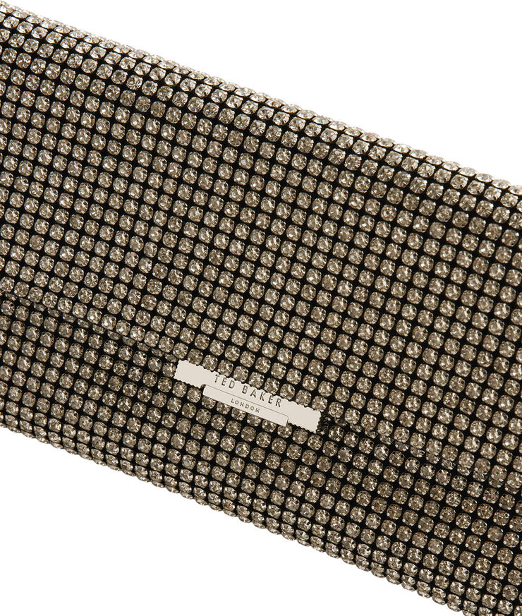 Ted Baker KRISTN Crystal Long Fold Over Cross Silver