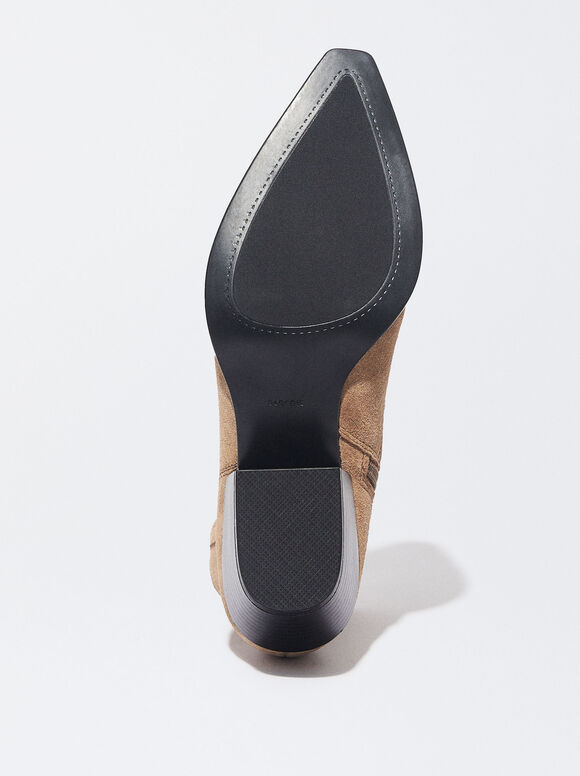 Botas de couro estilo cowboy - Camelo