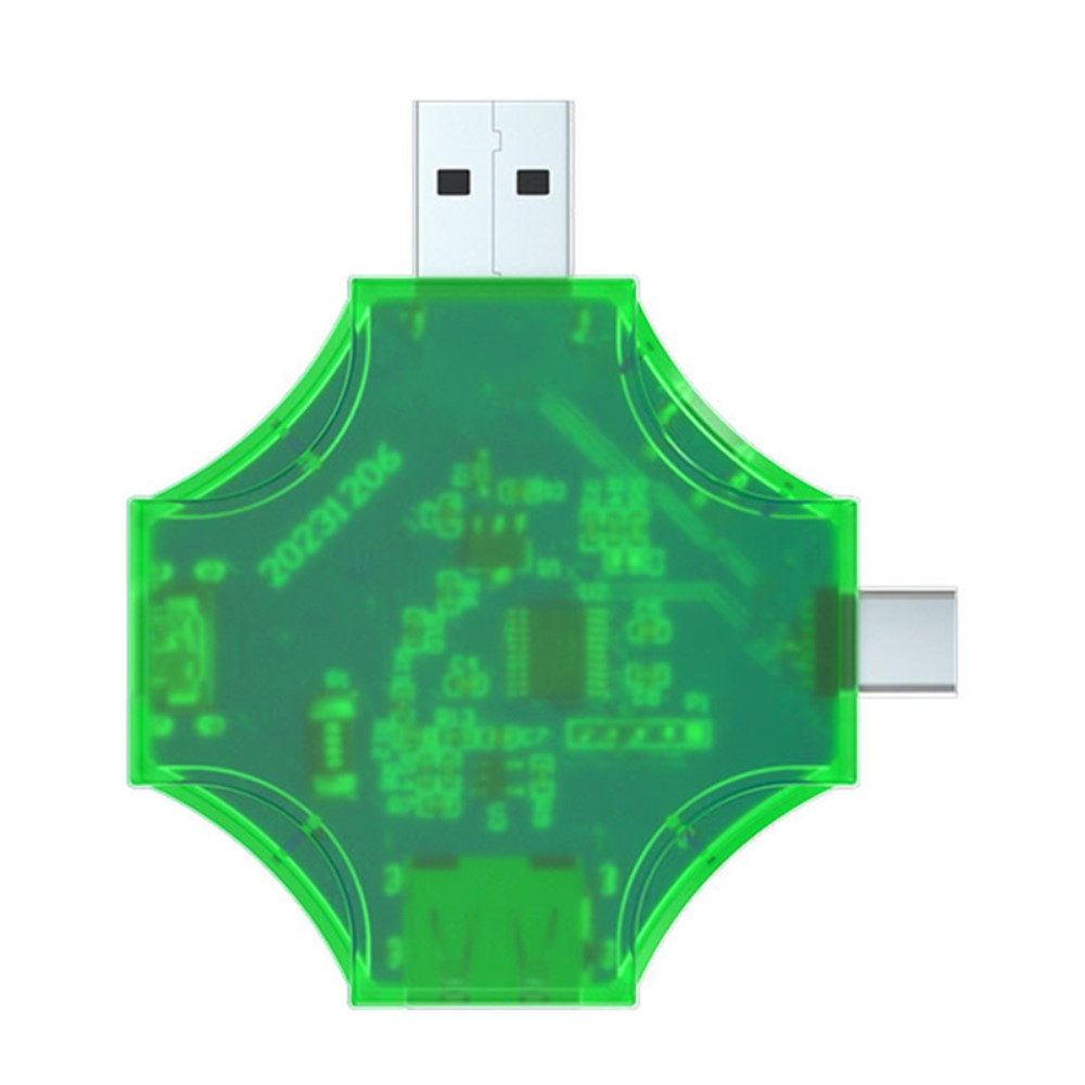 Digitaler USB A / USB C / Micro USB Spannungsmesser Voltmeter Amperemeter mit LCD Display (4-25V / 0-5A / 0-9999Wh) - Grün
