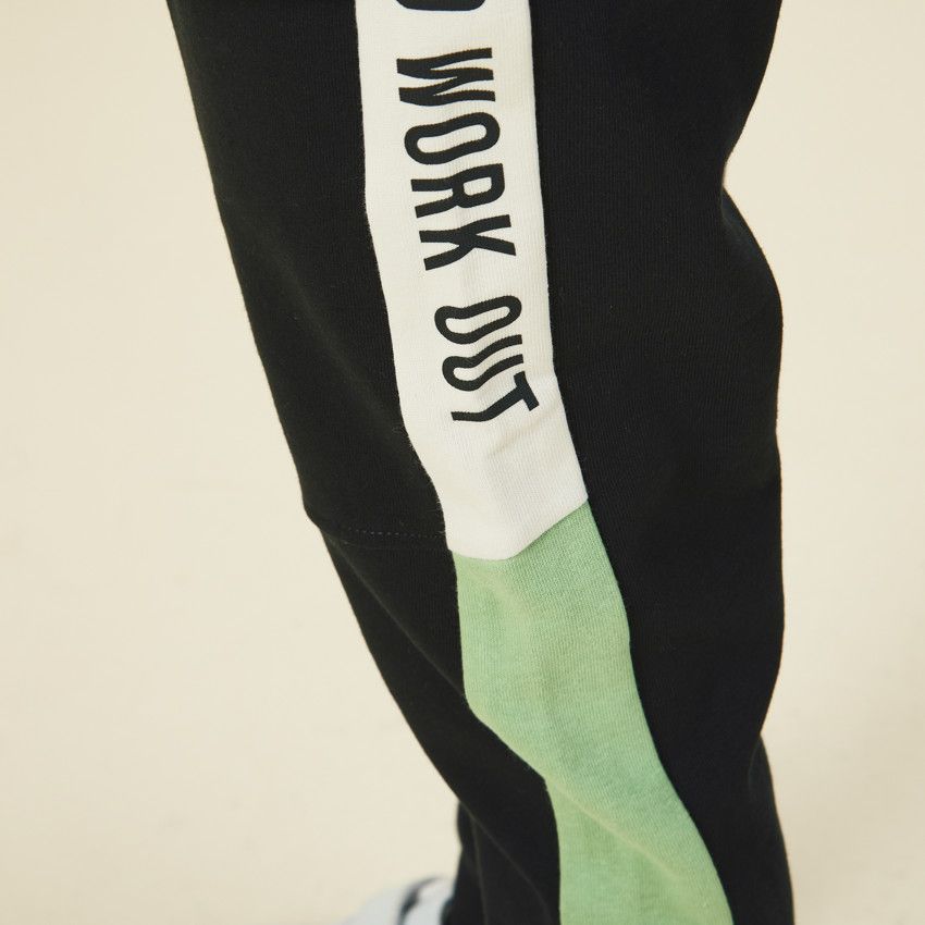Jogging en molleton avec bandes placées pour garçon - Gris foncé