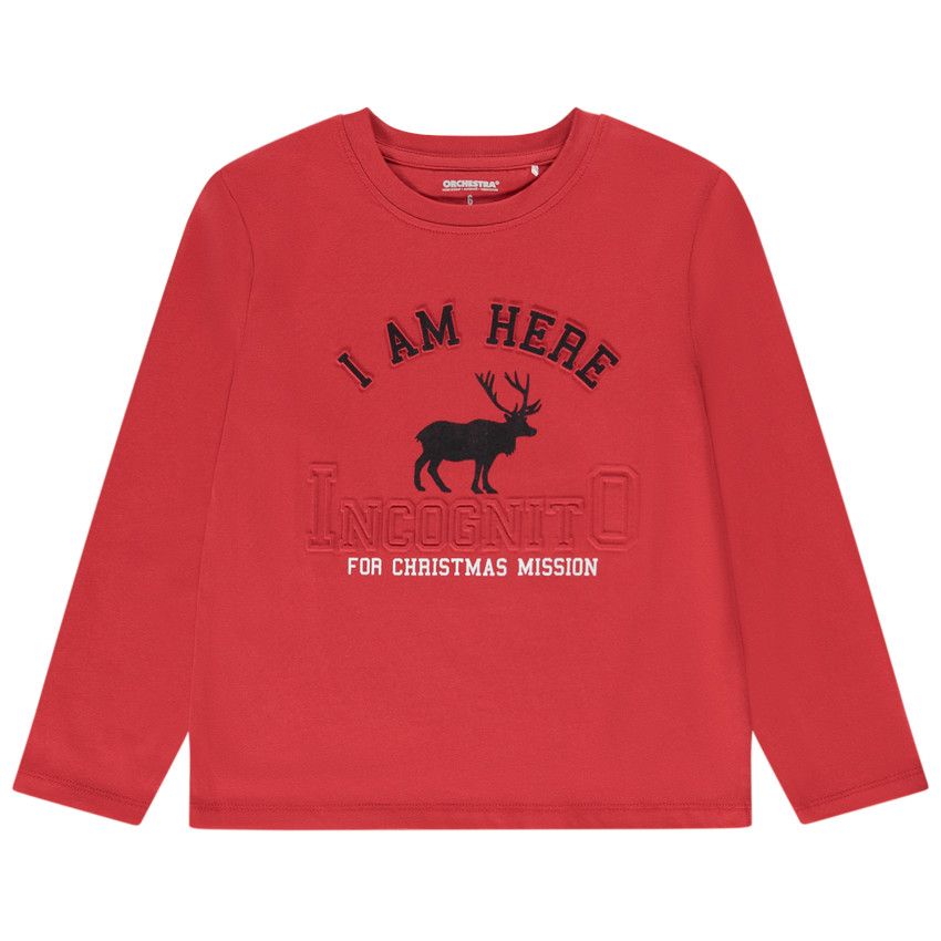 T-shirt manches longues en jersey print fantaisie pour garçon - Rouge