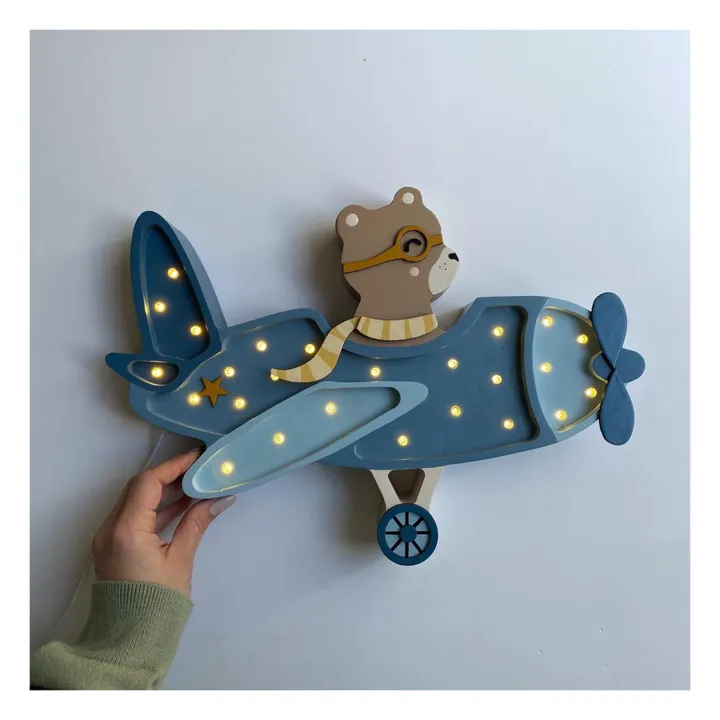 Little Lights Lampe à poser Avion Ourson | Denim