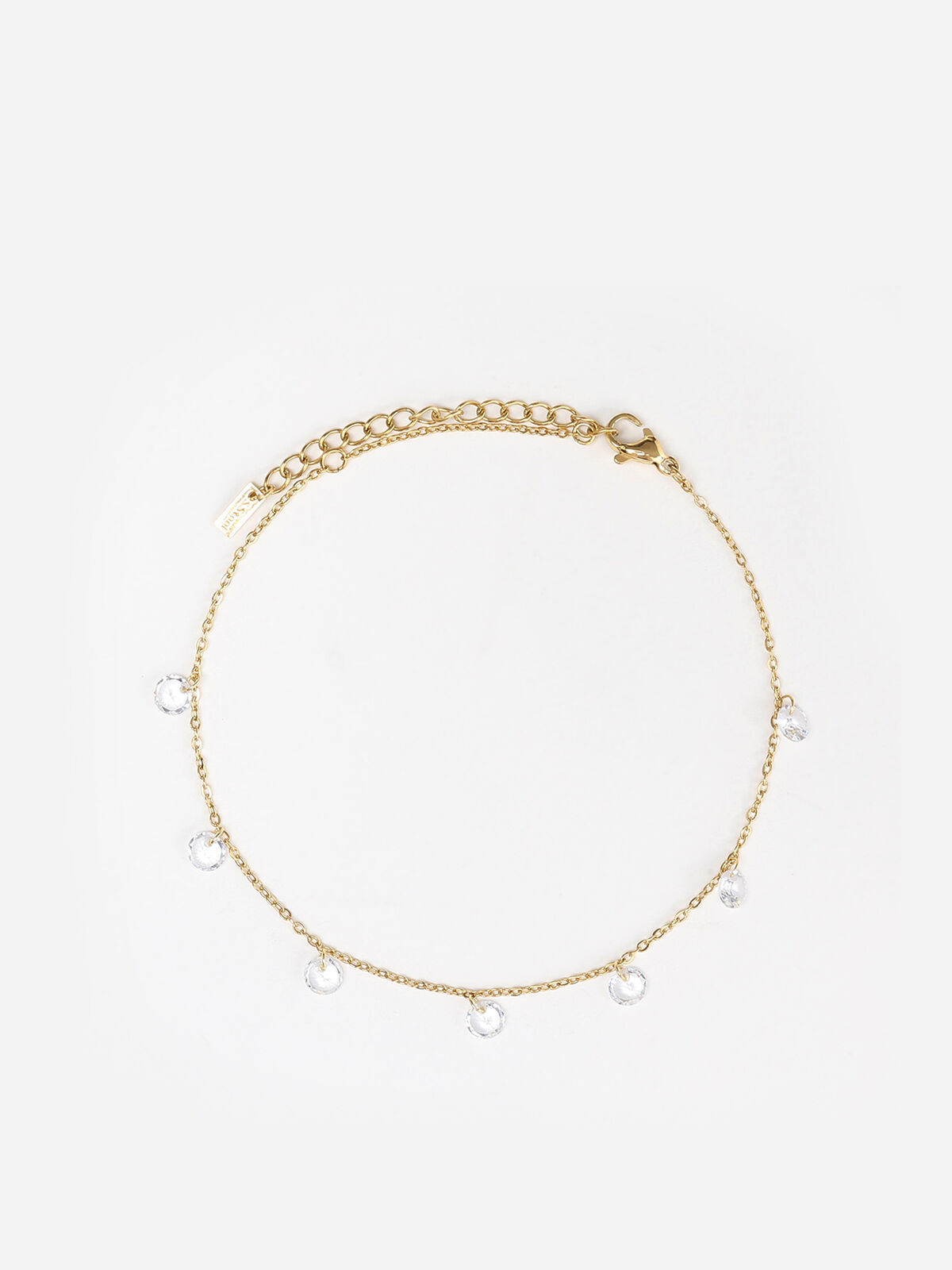 Chaîne de cheville à strass multicolores- Doré