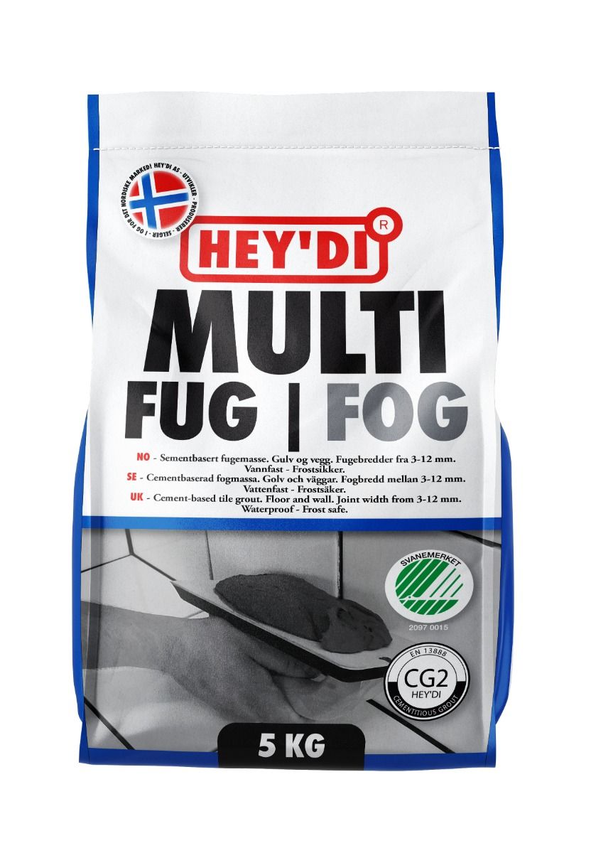 FUGEMASSE HEY'DI MULTIFUG GRÅ 5KG