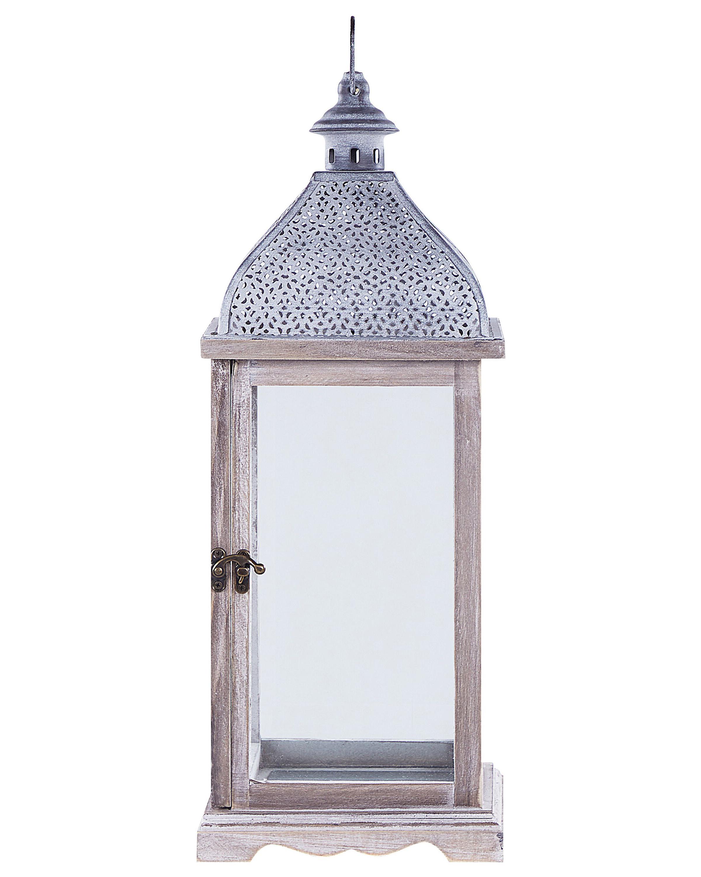 Lantaarn SAMAR Dennenhout 47 cm Wit