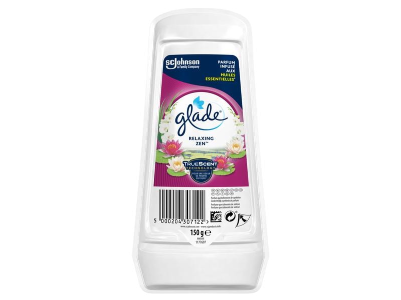 Glade Gel Lufterfrischer Relaxing Zen 150 g Duftgel für Frische in allen Räumen und Schränken