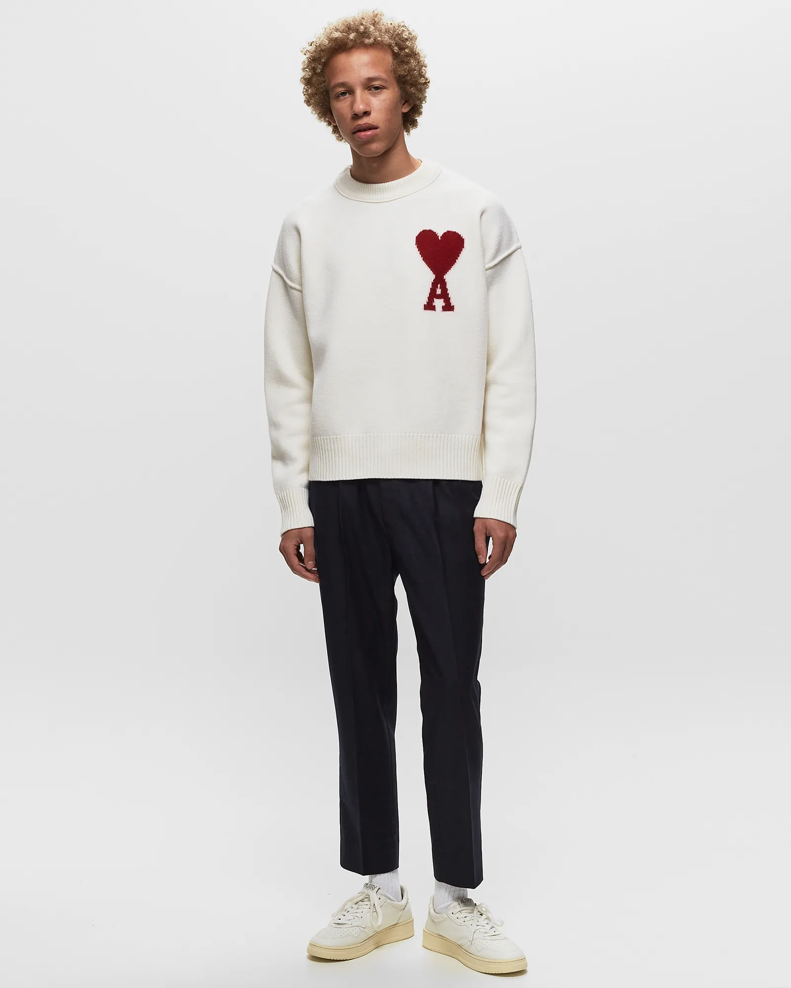 Calça cropped com cintura elástica da AMI Paris
