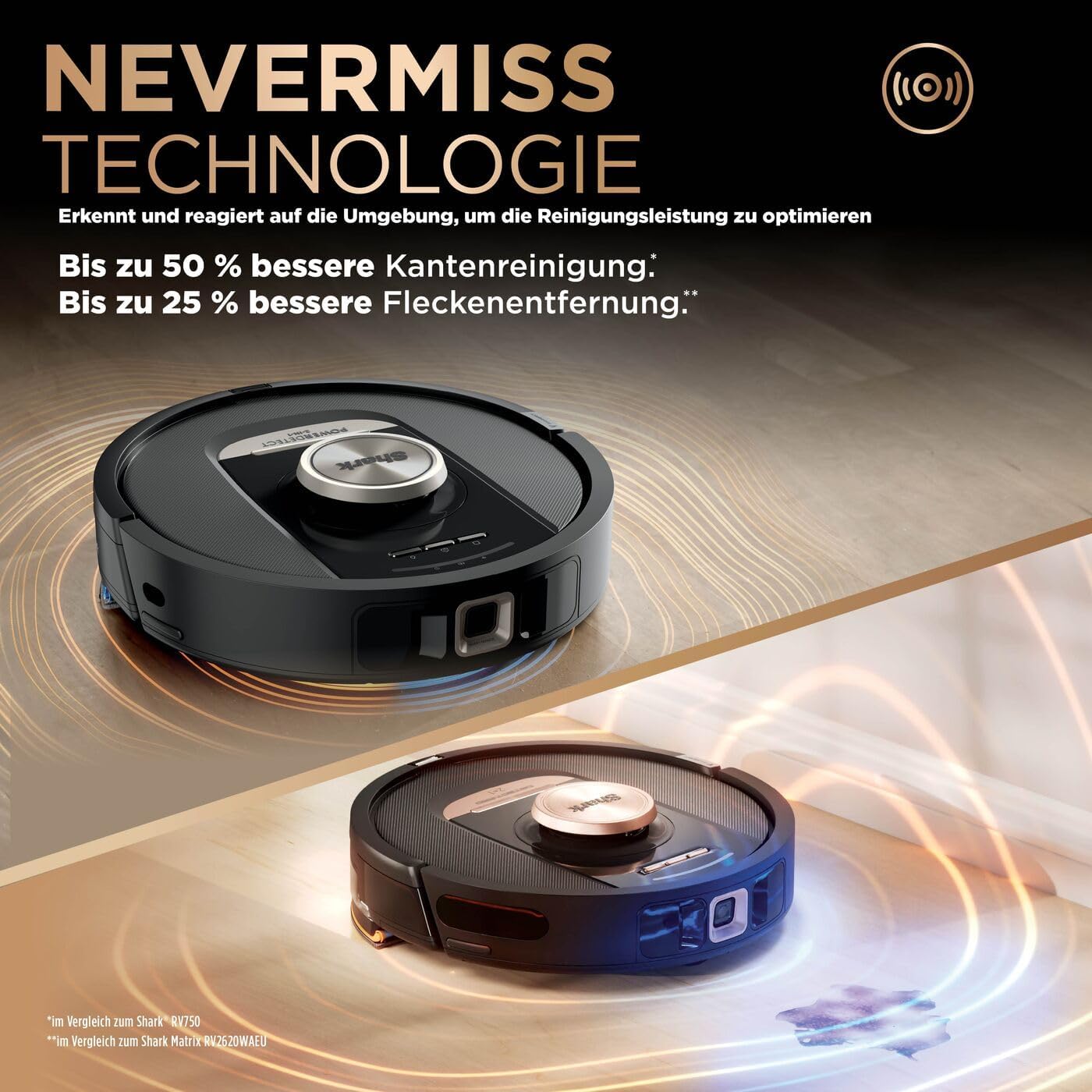 Shark PowerDetect 2-in-1 Saugroboter & Wischroboter, NeverTouch Pro 60-Tage-Selbstentleerung, selbständiges Nachfüllen & Reinigen, 3D-/ LiDAR-Navigation, NeverStuck, App-Steuerung, Schwarz RV2800ZEEU